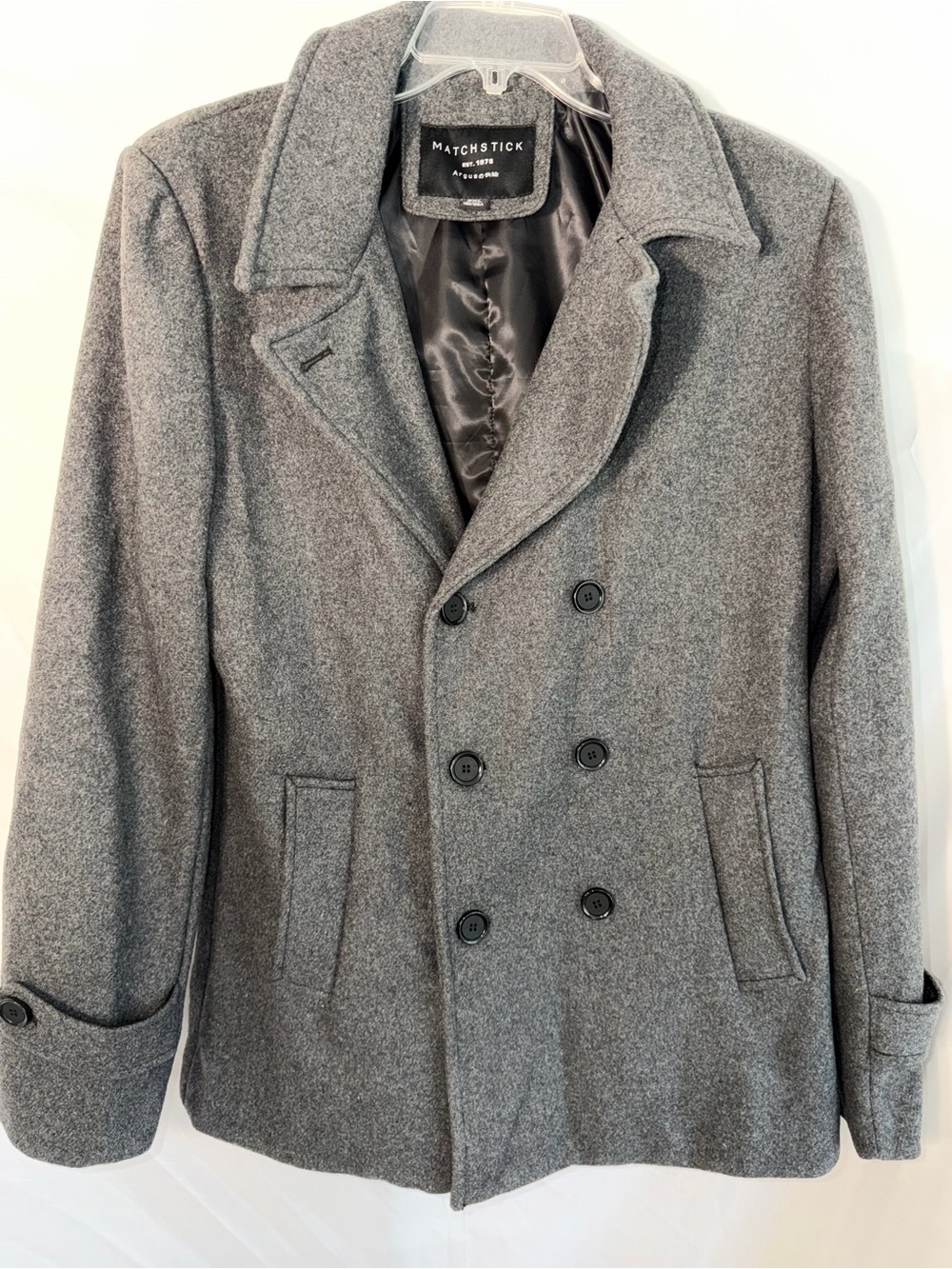 Large Fit! Men's Matchstick Argus double-breasted wool-blend peacoat